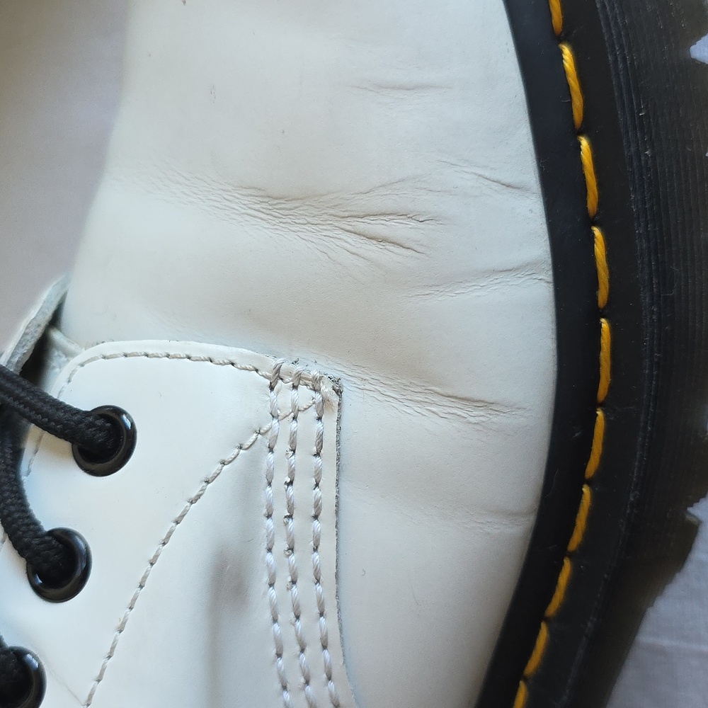 Dr. Martens White Boots with Black Soles Womens Size 7,  Mens Size 6 - Picture 14 of 17